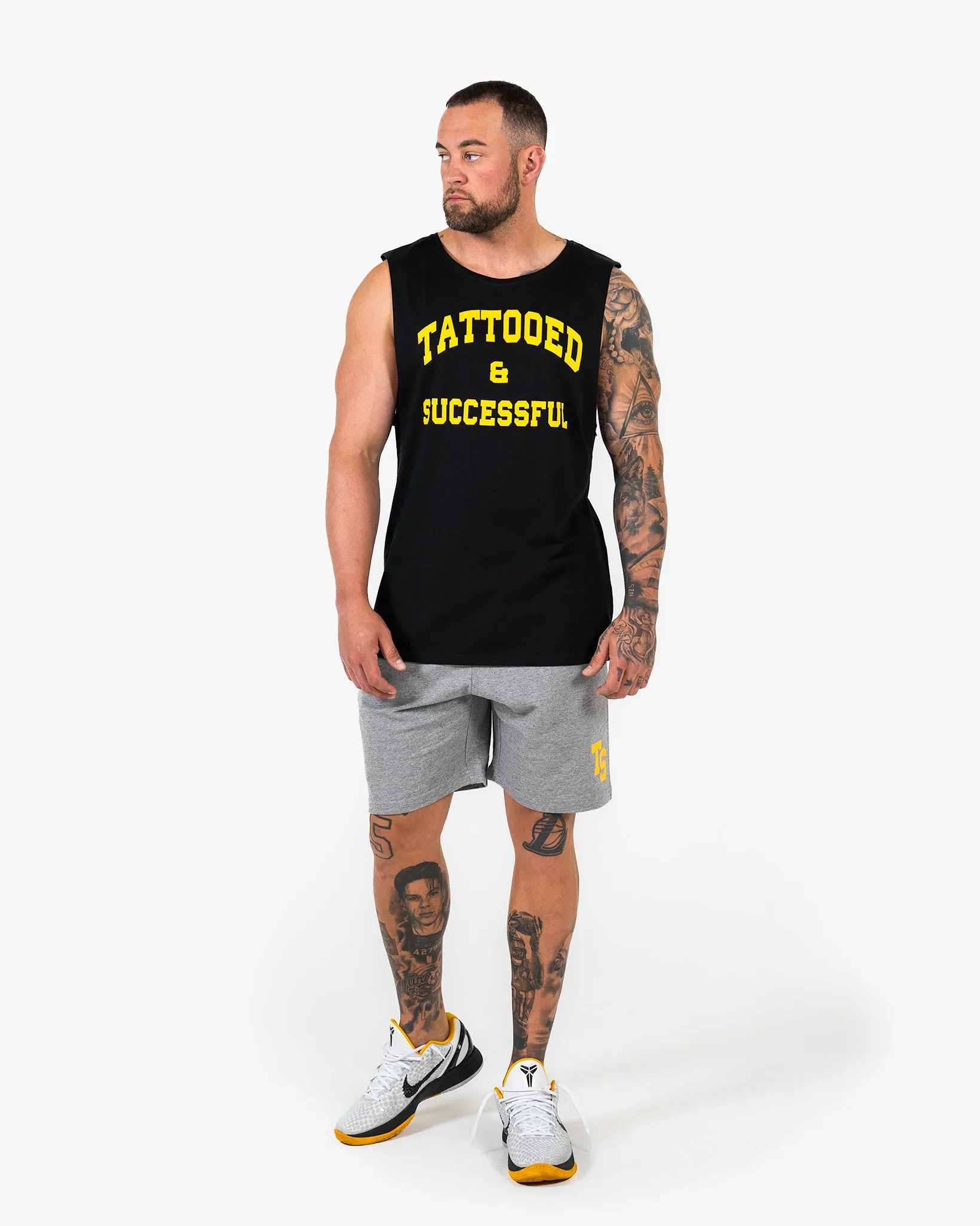 WKND Relaxed Tank - Black w/ Yellow
