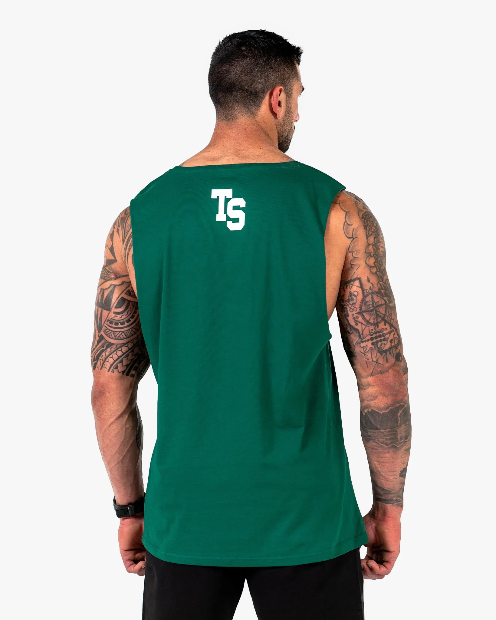 WKND Relaxed Tank - Green w/ White