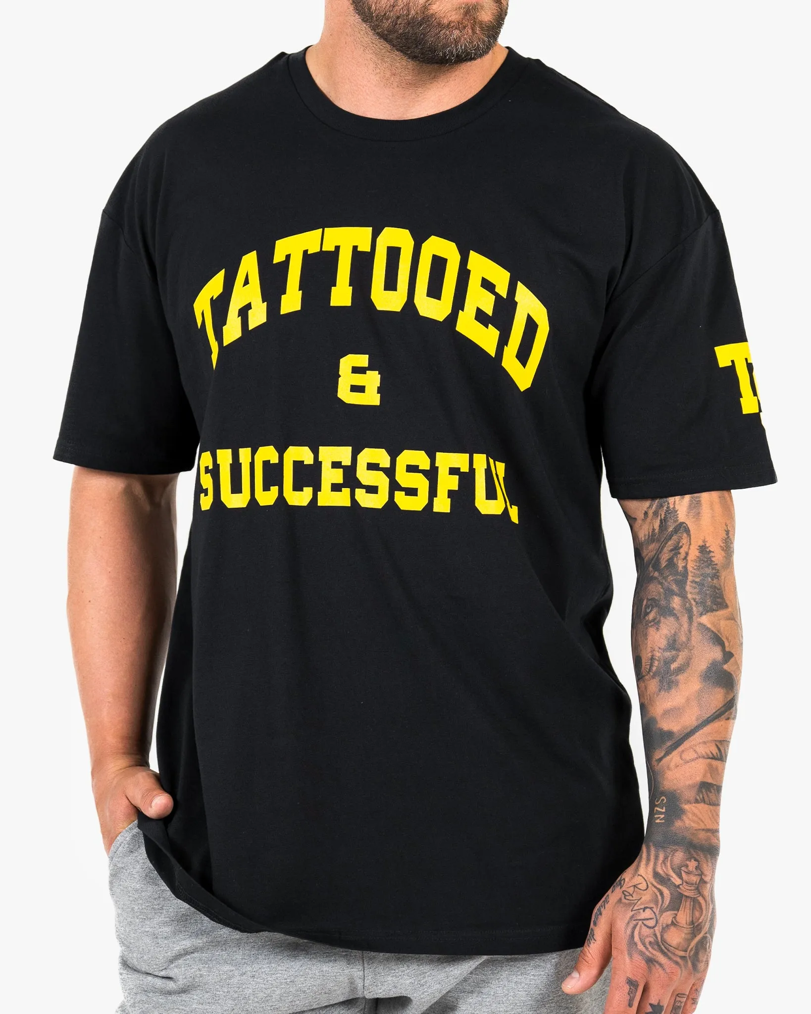 WKND Staple Tee - Black w/Yellow