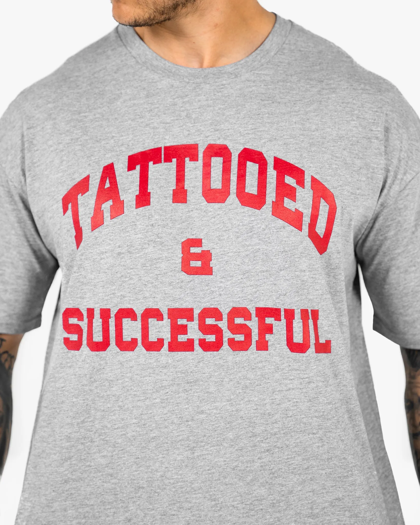 WKND Staple Tee - Heather Grey w/ Red