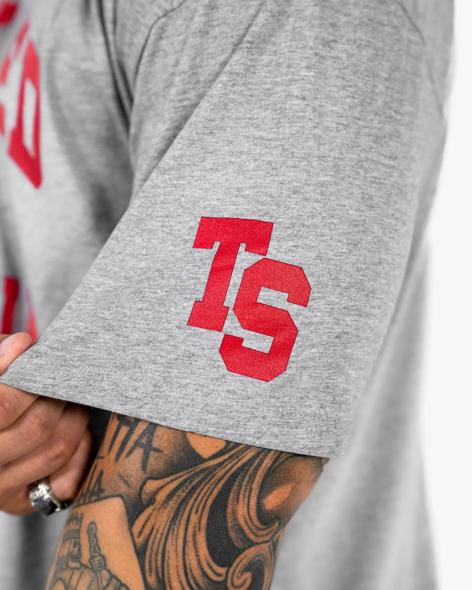 WKND Staple Tee - Heather Grey w/ Red