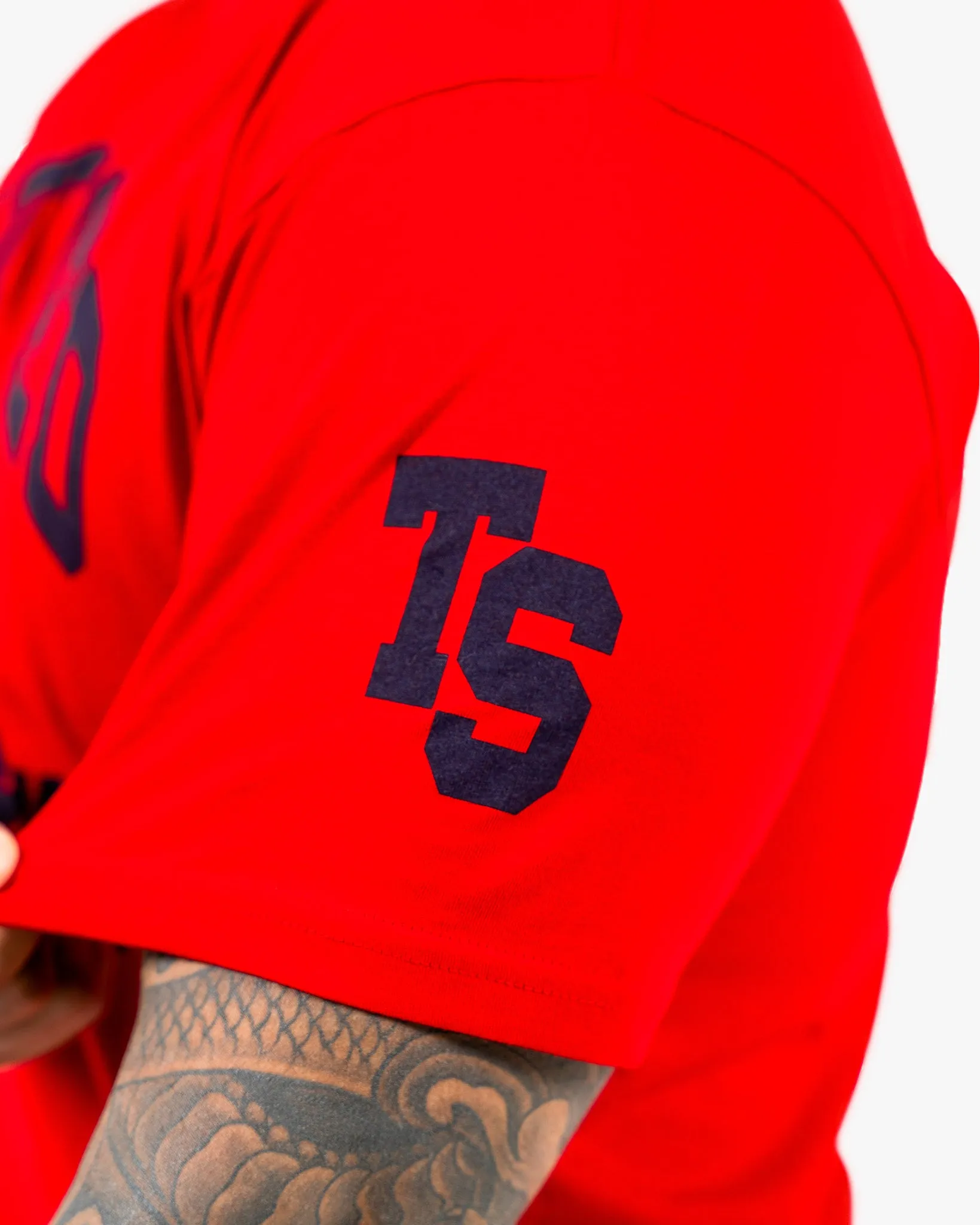 WKND Staple Tee - Red w/ Navy