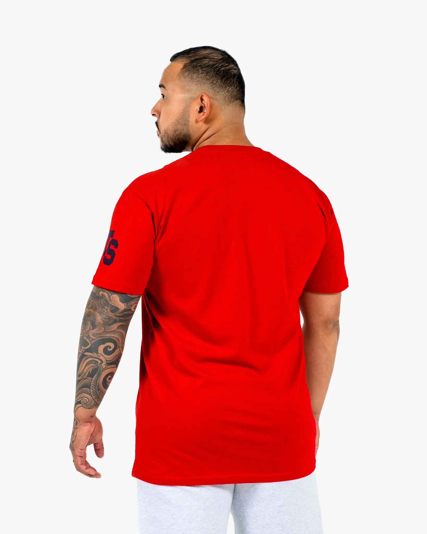 WKND Staple Tee - Red w/ Navy