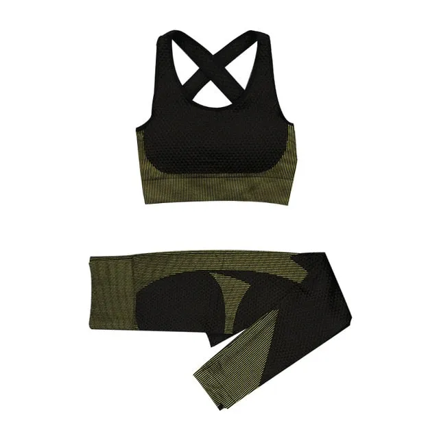 Women Fitness Sport Yoga Suit Seamless Women Yoga Sets Long Sleeve Yoga Clothing Female Sport Gym Suits Wear Running Clothes