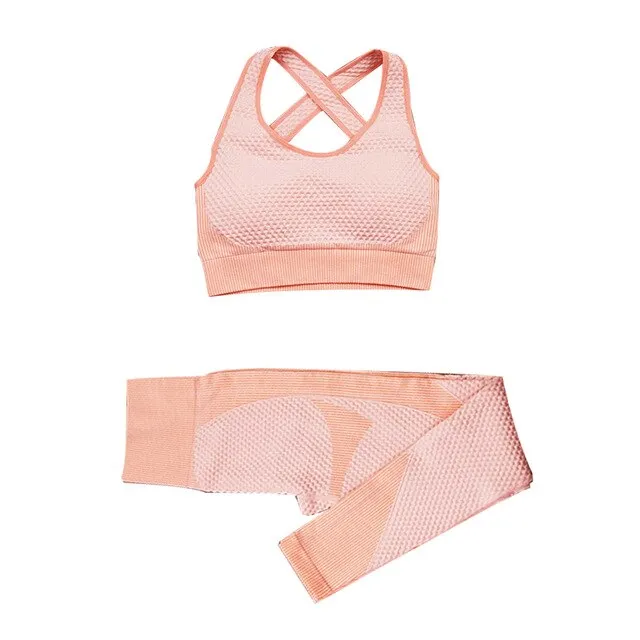 Women Fitness Sport Yoga Suit Seamless Women Yoga Sets Long Sleeve Yoga Clothing Female Sport Gym Suits Wear Running Clothes