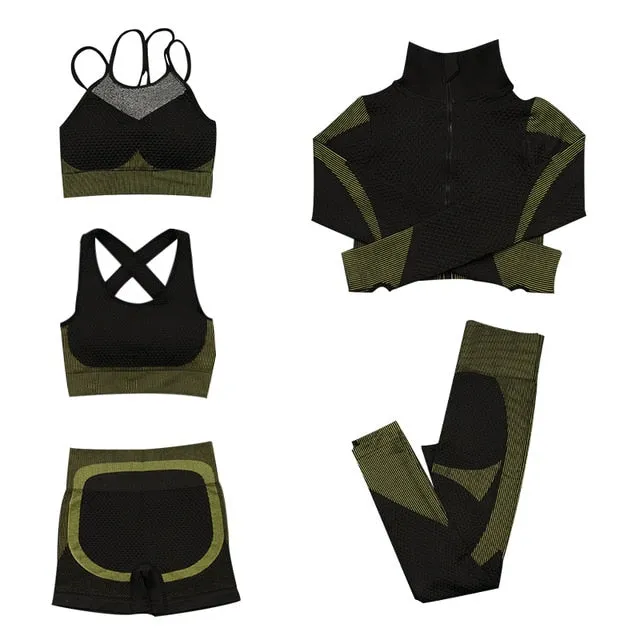 Women Fitness Sport Yoga Suit Seamless Women Yoga Sets Long Sleeve Yoga Clothing Female Sport Gym Suits Wear Running Clothes