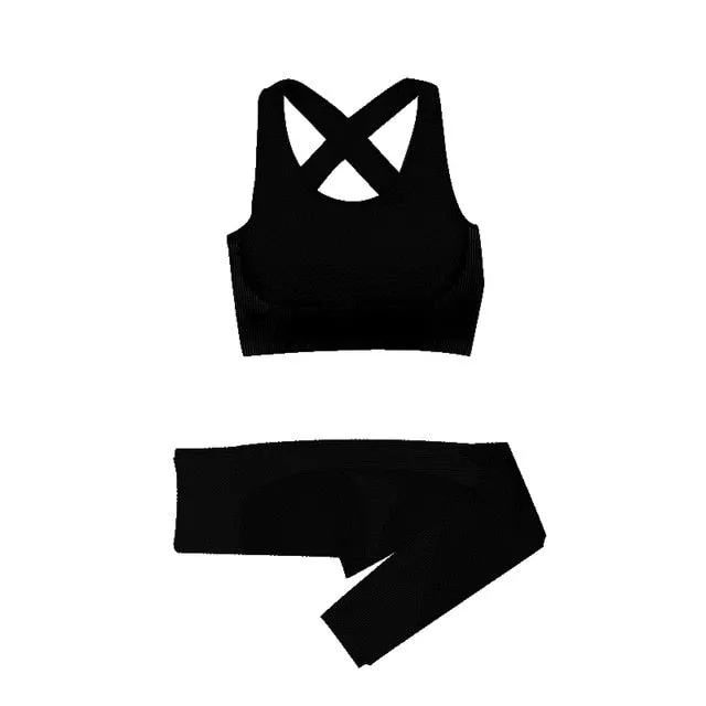 Women Fitness Sport Yoga Suit Seamless Women Yoga Sets Long Sleeve Yoga Clothing Female Sport Gym Suits Wear Running Clothes