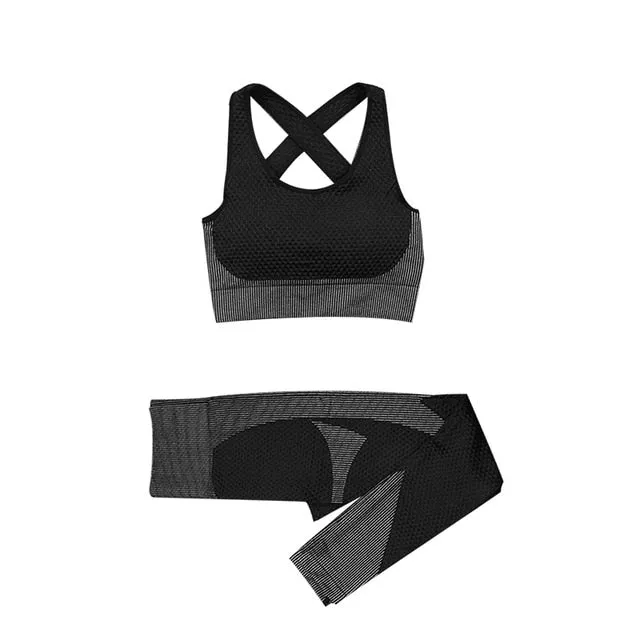 Women Fitness Sport Yoga Suit Seamless Women Yoga Sets Long Sleeve Yoga Clothing Female Sport Gym Suits Wear Running Clothes