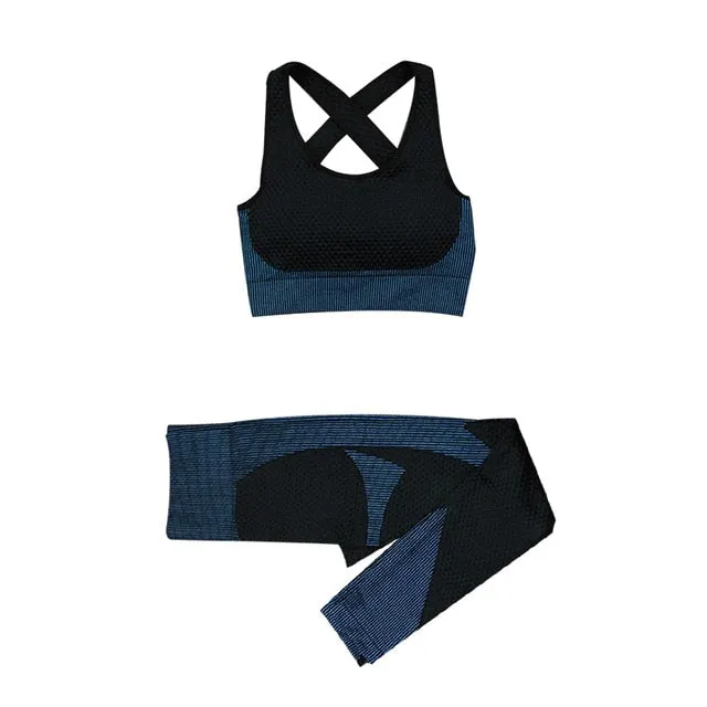 Women Fitness Sport Yoga Suit Seamless Women Yoga Sets Long Sleeve Yoga Clothing Female Sport Gym Suits Wear Running Clothes