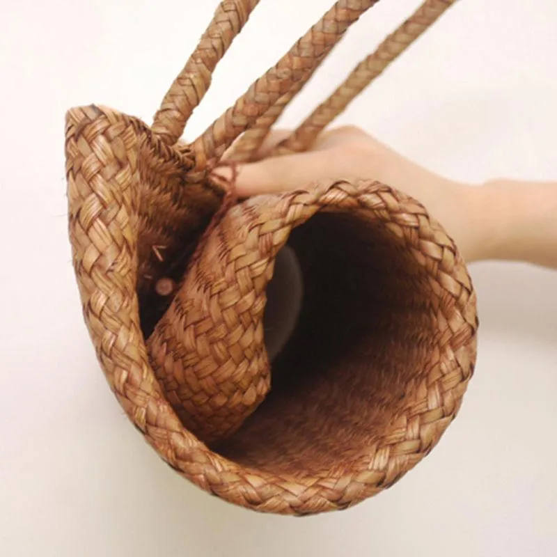 Women's Handmade Knitted Straw Beach Bag
