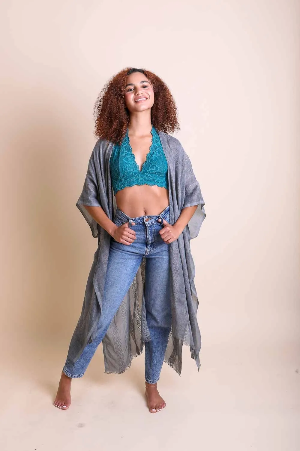 Woven Long Line Tribal Kimono - 5 colors