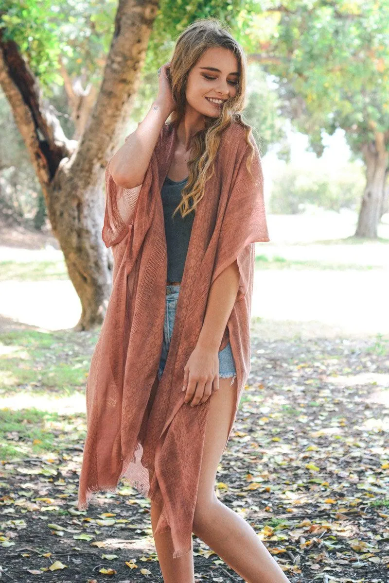 Woven Long Line Tribal Kimono - 5 colors