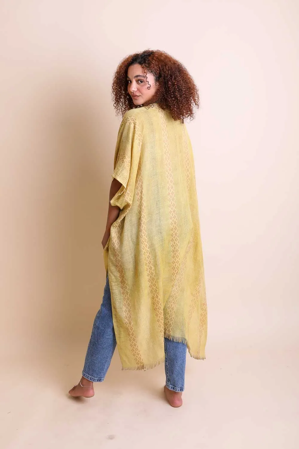 Woven Long Line Tribal Kimono - 5 colors