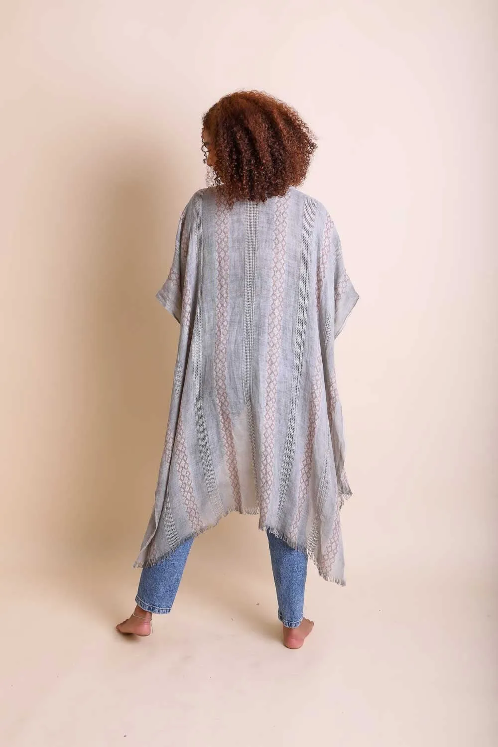 Woven Long Line Tribal Kimono - 5 colors