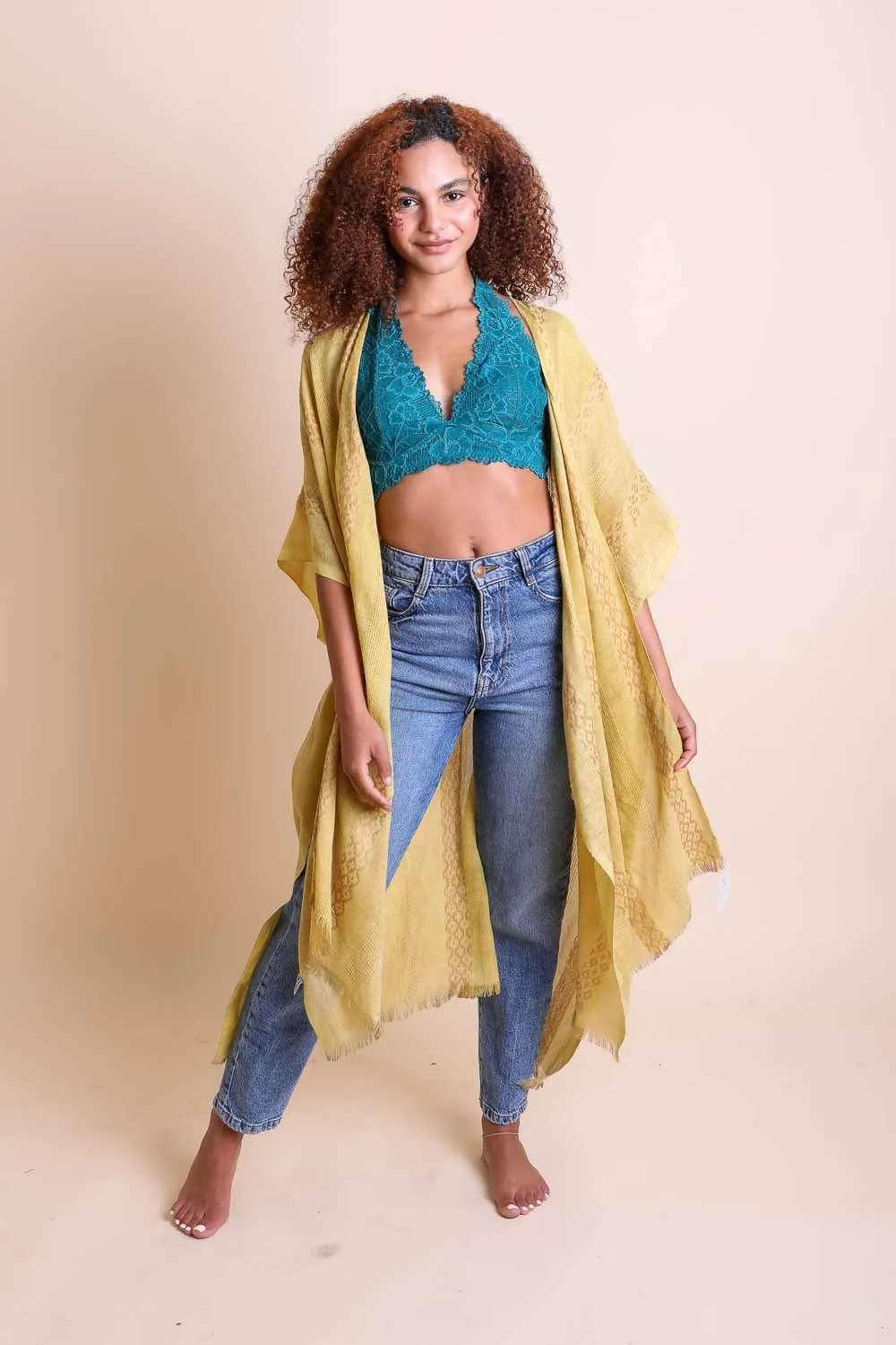 Woven Long Line Tribal Kimono - 5 colors