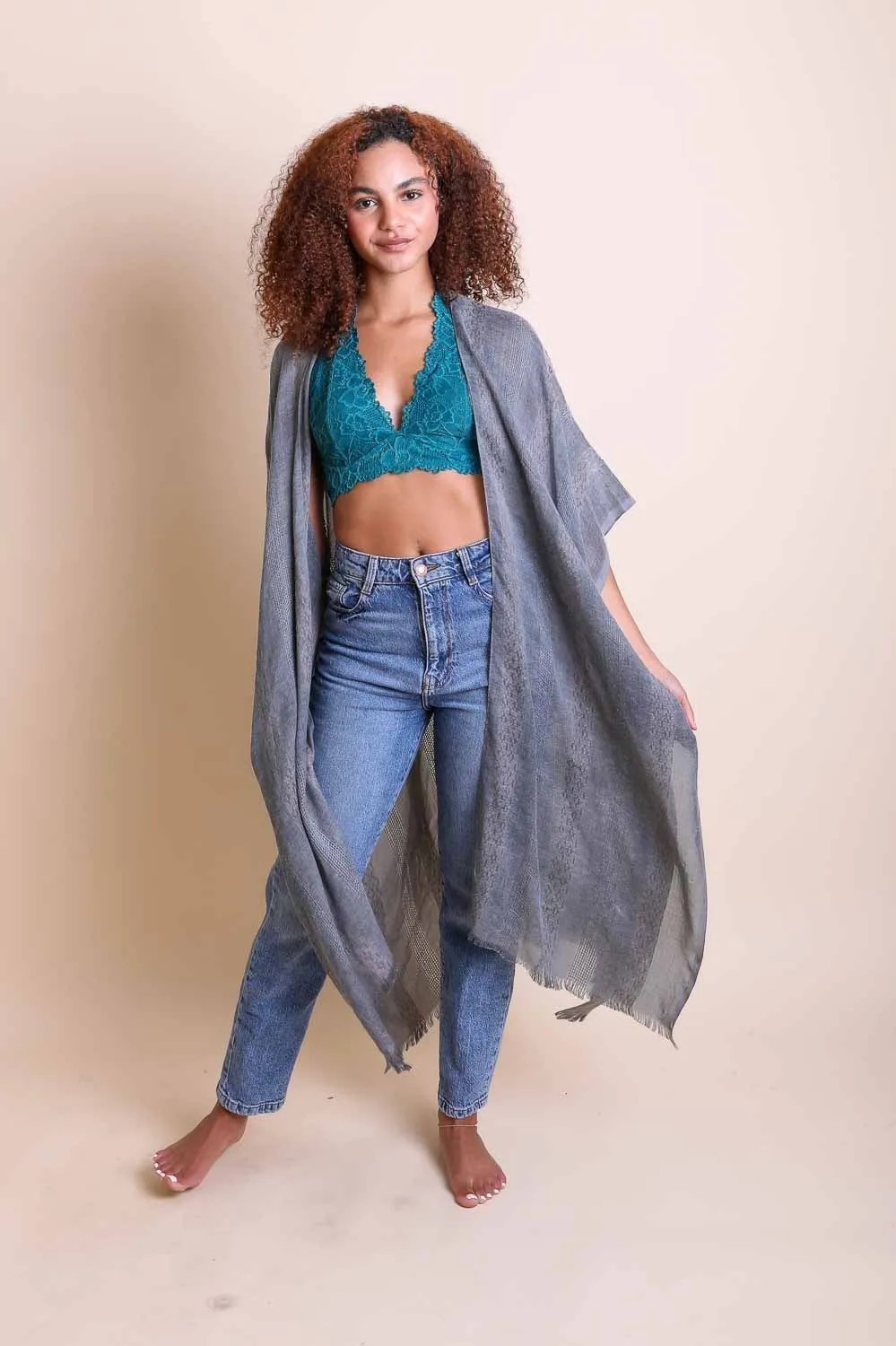 Woven Long Line Tribal Kimono - 5 colors