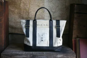 WWII era Canvas and Leather Carryall - SOLD