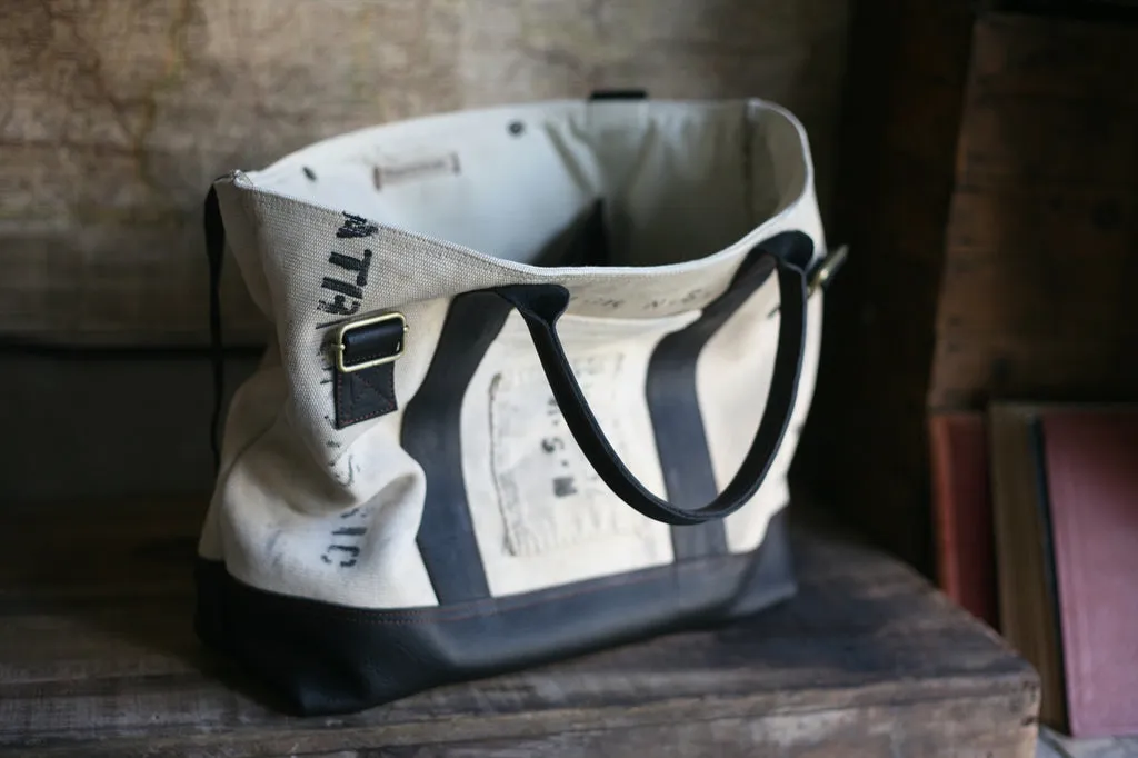 WWII era Canvas and Leather Carryall - SOLD