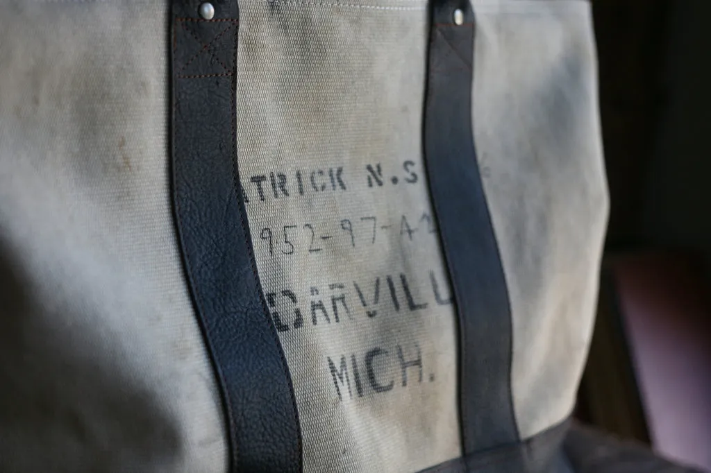 WWII era Canvas and Leather Carryall - SOLD