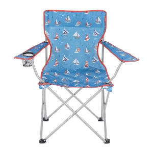 Yello Folding Beach Chair For Camping, Fishing Or Beach - Sailboats