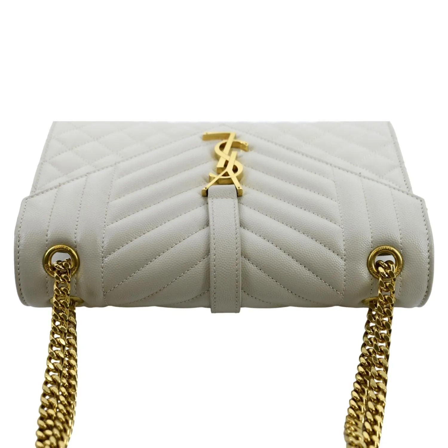 YVES SAINT LAURENT Envelope Medium Matelasse Leather Crossbody Bag White