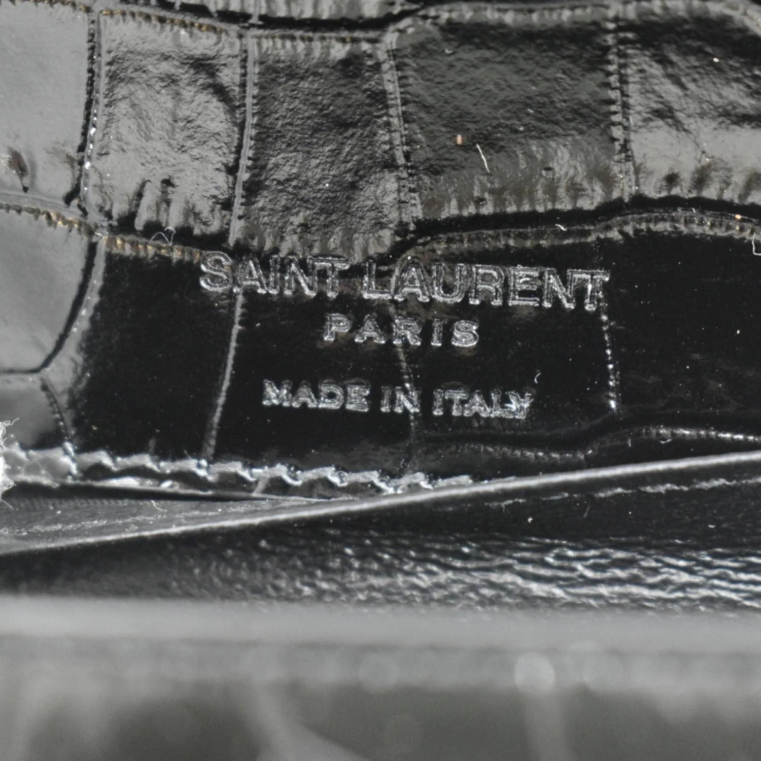 YVES SAINT LAURENT Kate Crocodile Embossed Leather Belt Bag Black