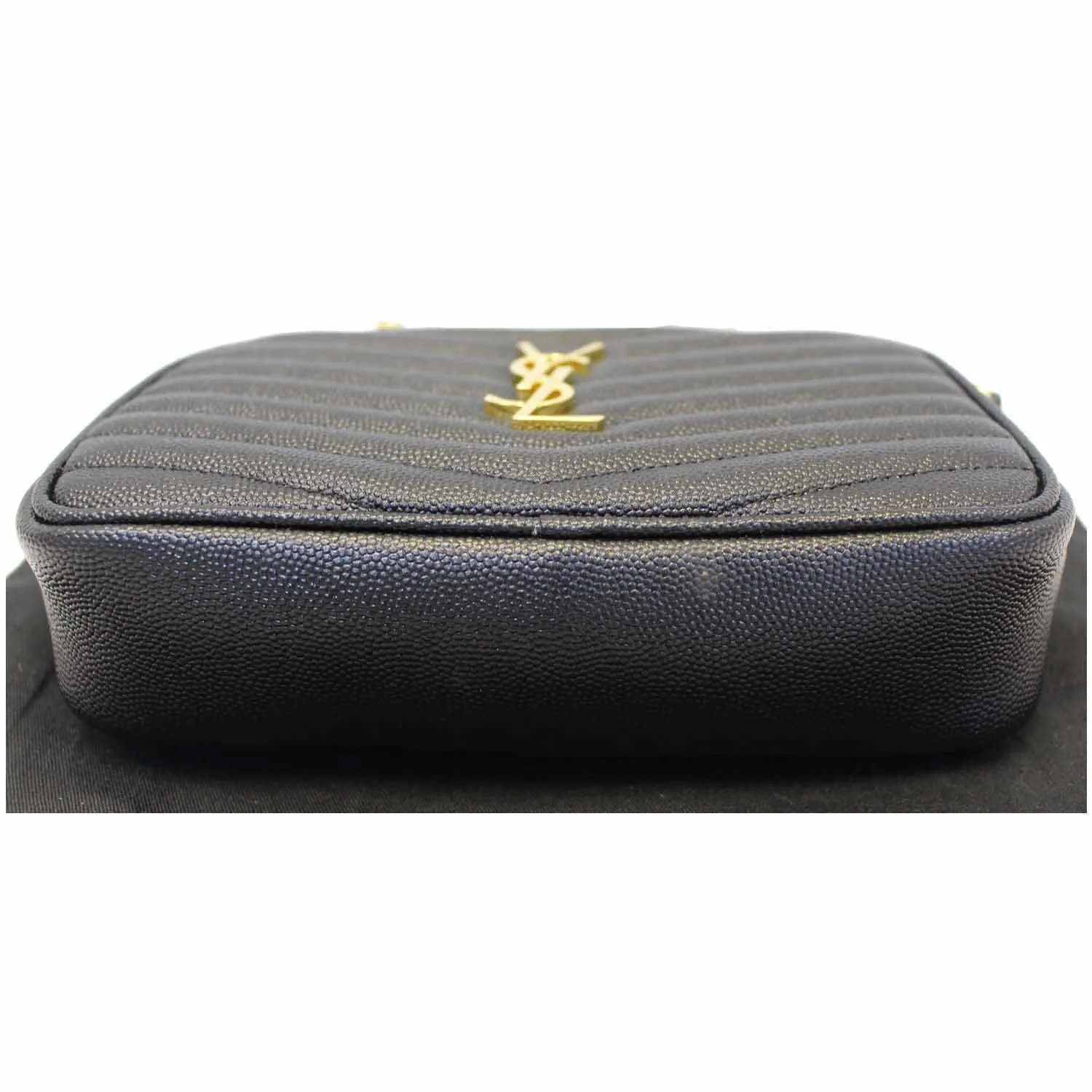 YVES SAINT LAURENT Mini Lou Grain De Poudre Camera Bag Black