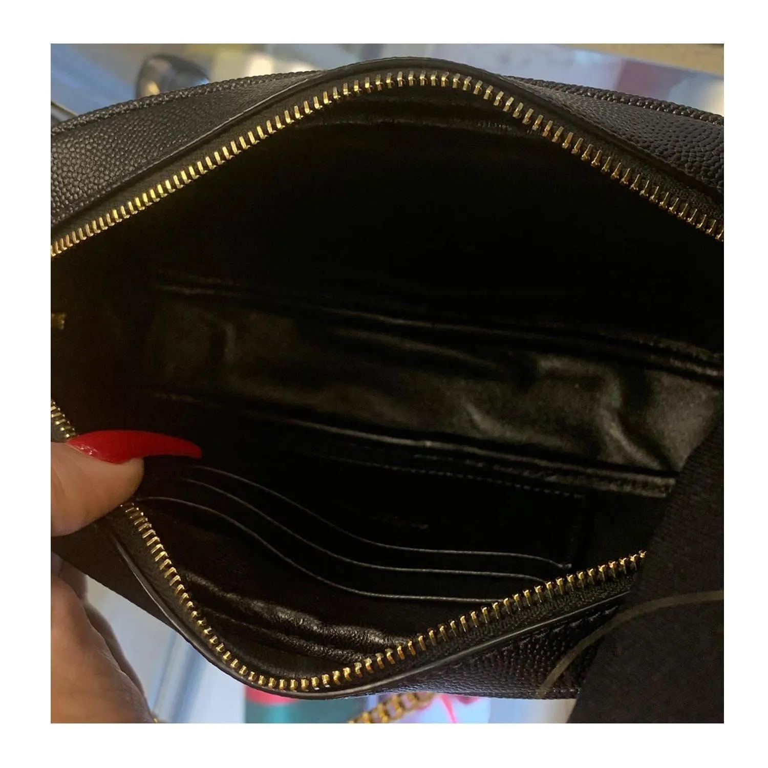 YVES SAINT LAURENT Mini Lou Grain De Poudre Camera Bag Black