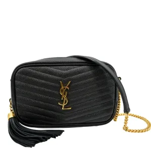 YVES SAINT LAURENT Mini Lou Leather Camera Crossbody Bag Black