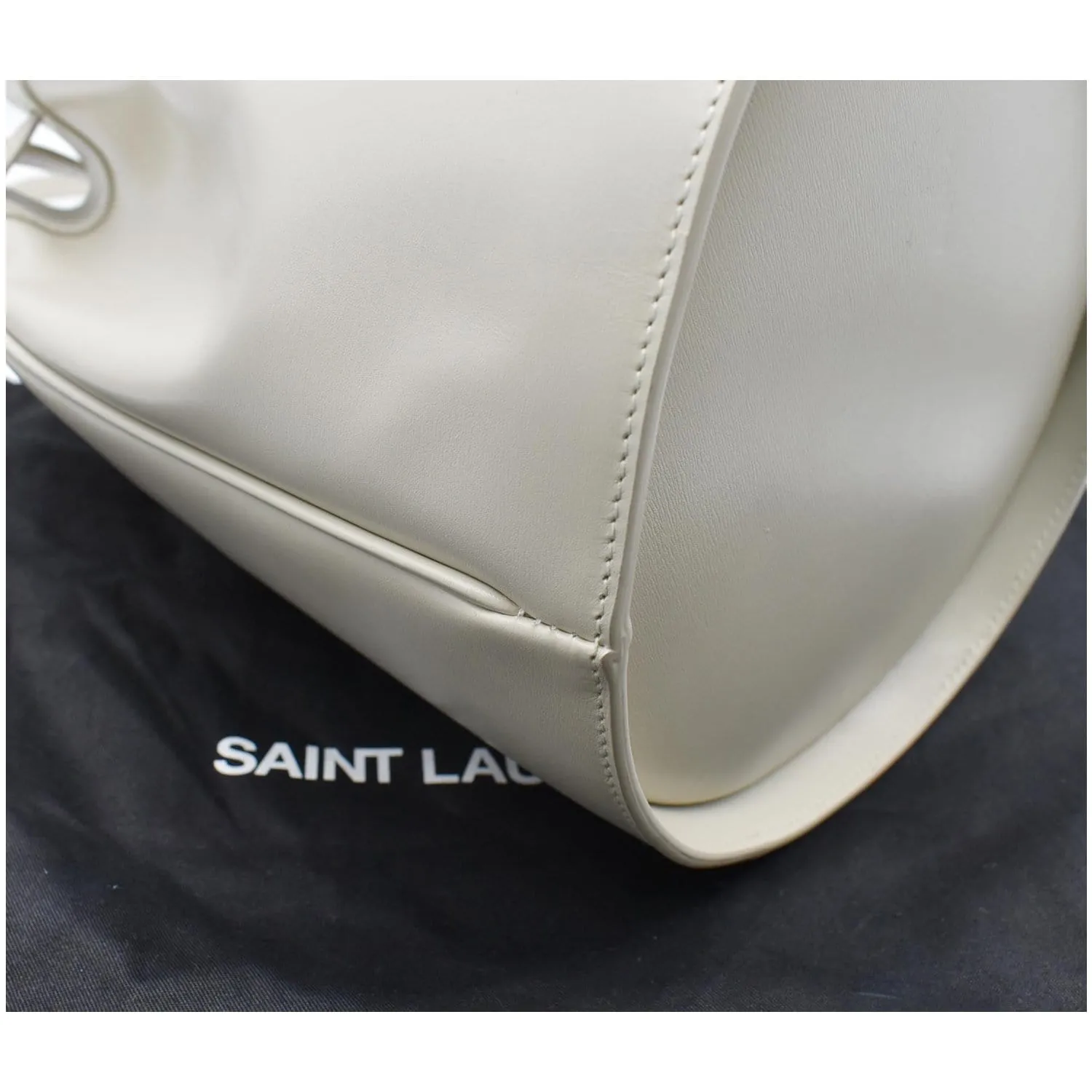 YVES SAINT LAURENT Talitha Medium Leather Bucket Crossbody Bag White