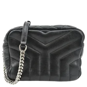 YVES SAINT LAURENT Y Mini Quilted Calfskin Leather Camera Bag Black