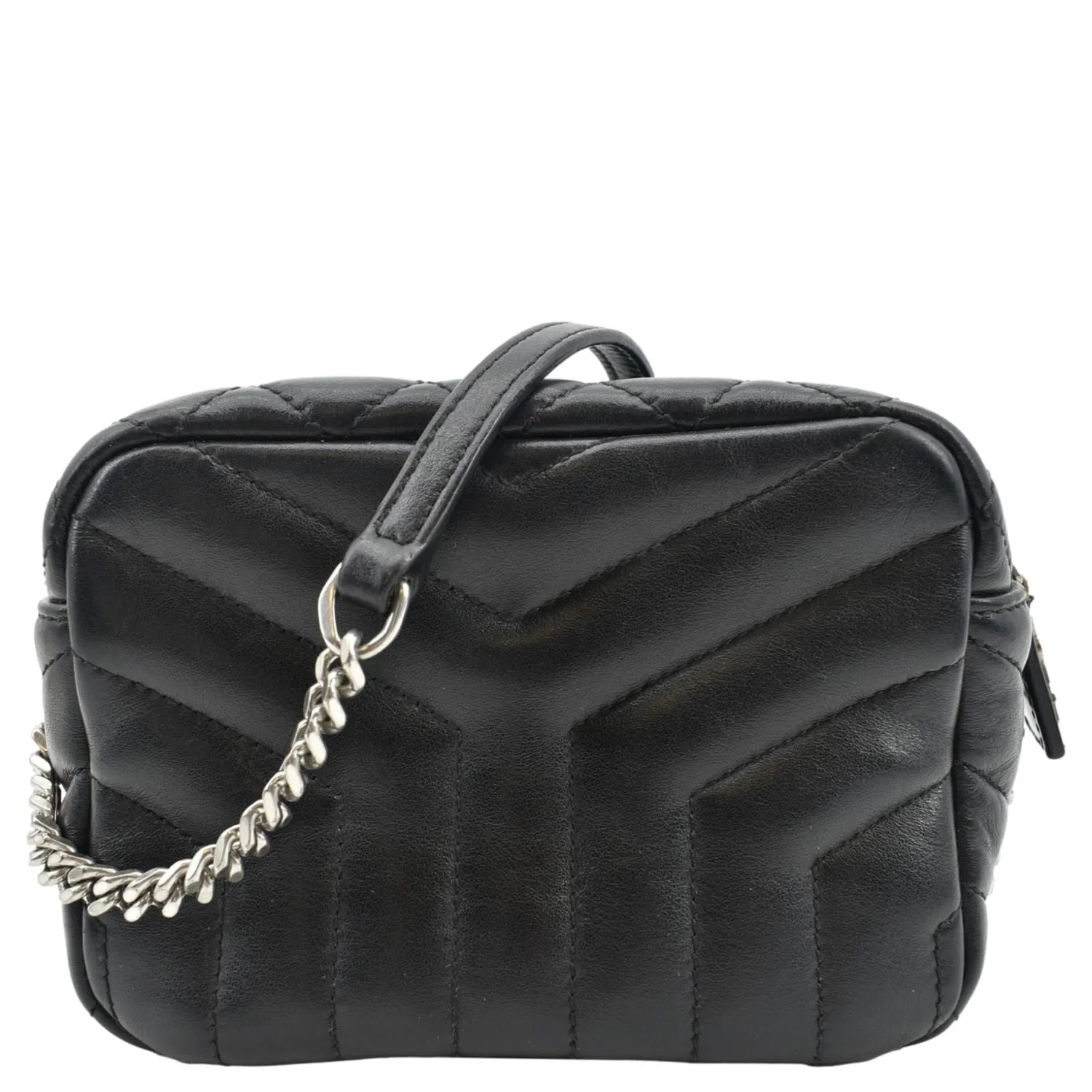 YVES SAINT LAURENT Y Mini Quilted Calfskin Leather Camera Bag Black